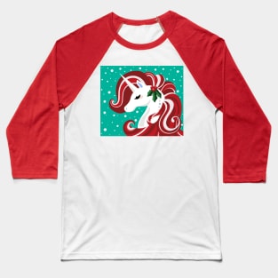 Candy Cane Holly Unicorn Baseball T-Shirt